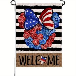 New Independence Day Disney Minnie Mouse Garden Flag Double Sided  12x18 Inch
